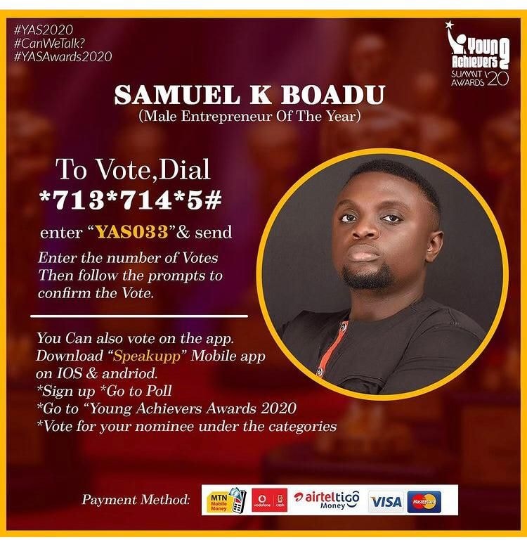 Samuel Kwame Boadu nominated Male Entrepreneur of the Year, 2020