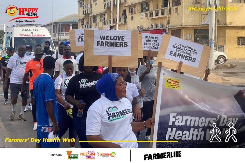 HappyFM-Farmerline celebrate Farmers’ Day with health walk and screening