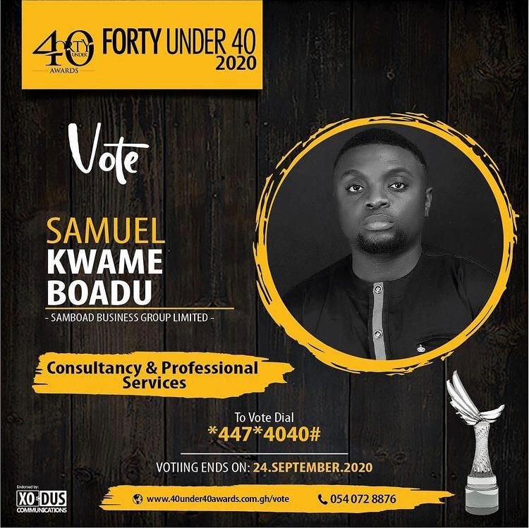 Samuel Kwame Boadu gets  2 nominations for 40 Under 40 Awards