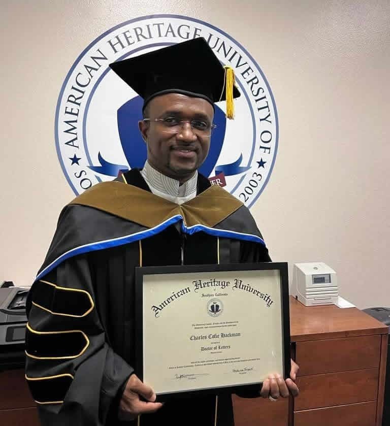 Prominent Ghanaian C.E.O and advocate, Bishop Dr. Charles Cofie Hackman receives Prestigious Honorary Doctorate Degree