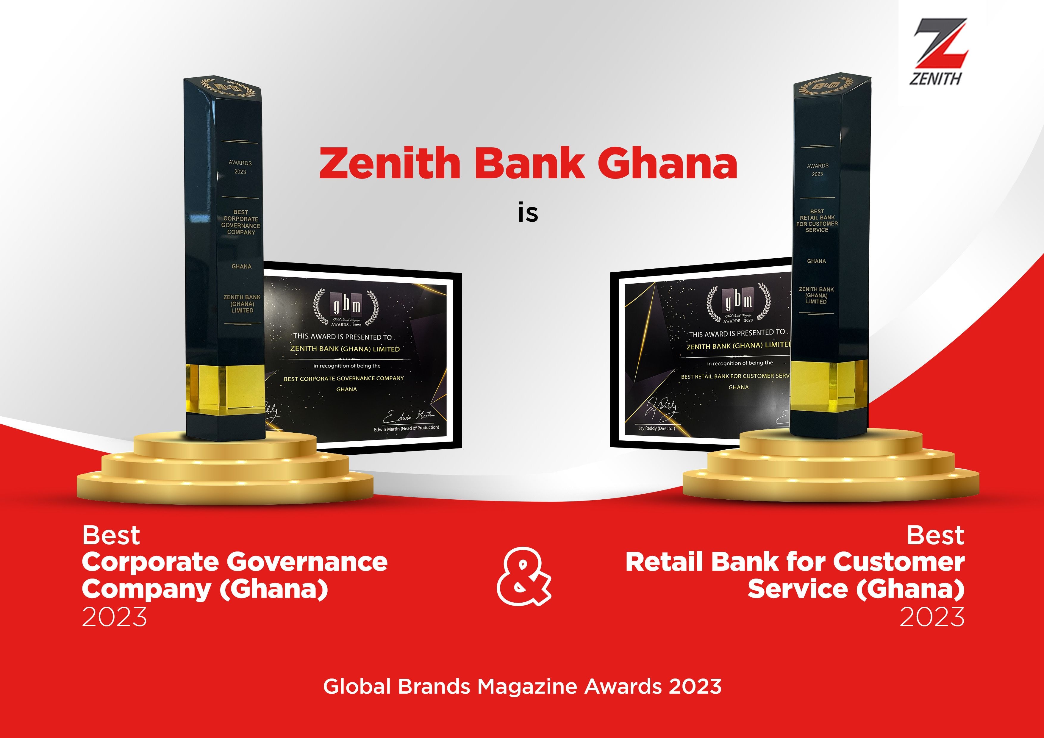 Zenith Bank shines bright – a double triumph at 2023 Global Brand Awards