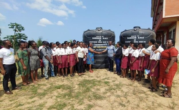 Ahantaman Rural Bank PLC donates water tanks to Sankor SHS