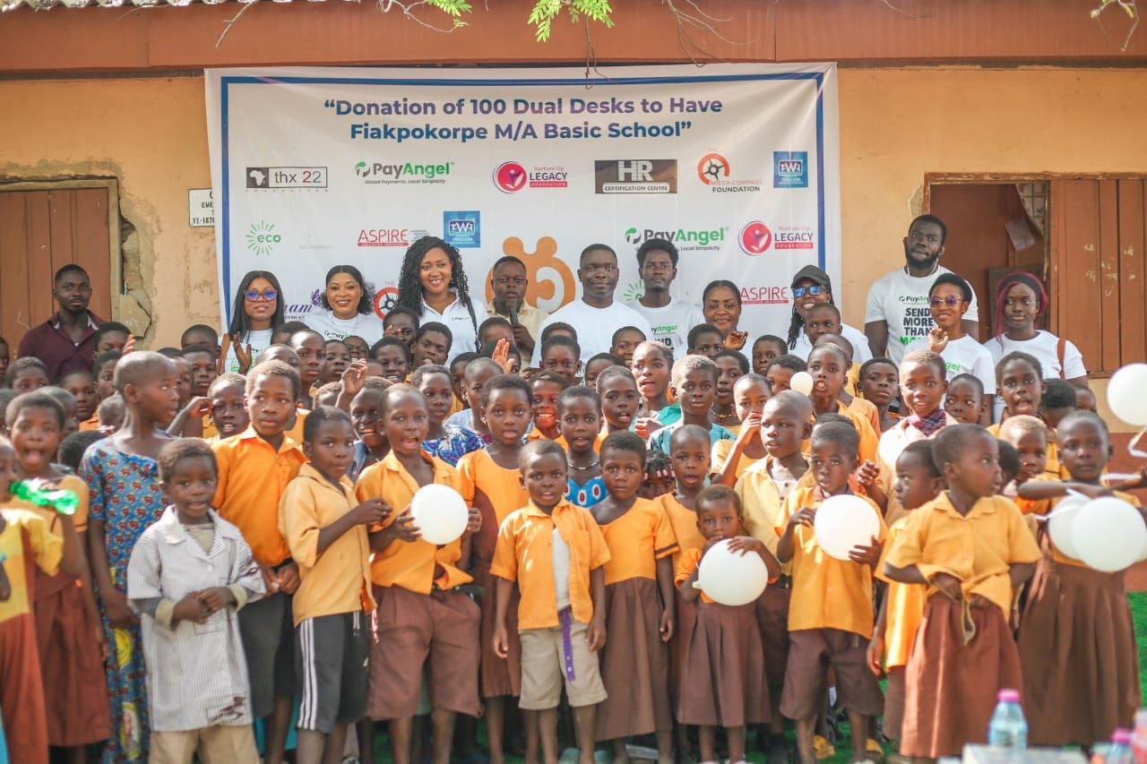 Vision of Hope Alliance donates 100 dual desks, learning materials to Have Fiakpokorpe M/A Basic School