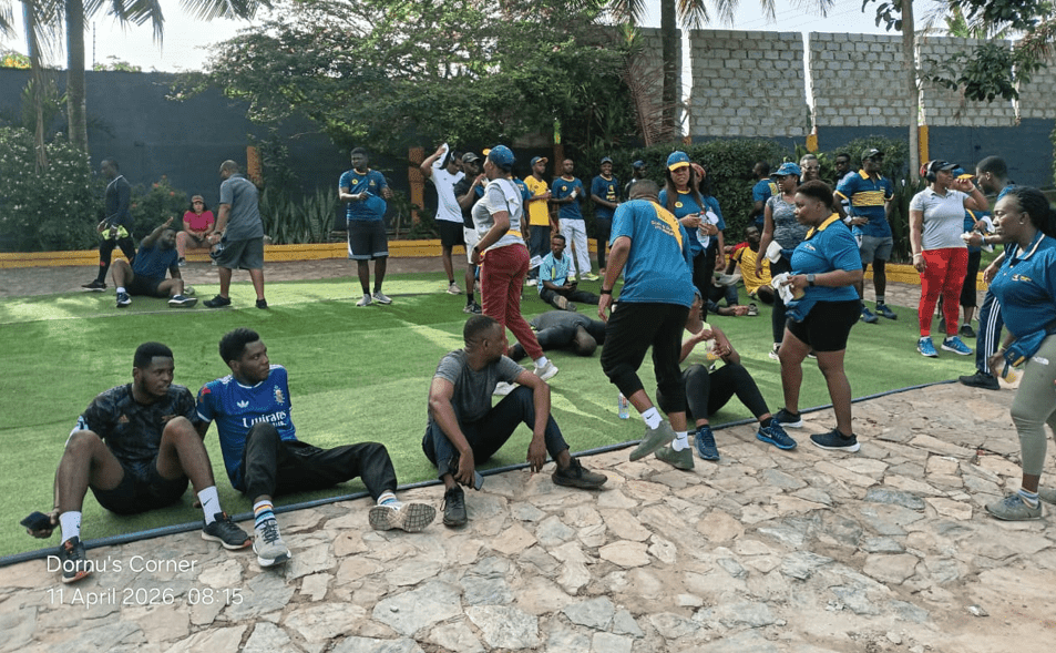 MTN Momo staff walk to promote wellness and fitness