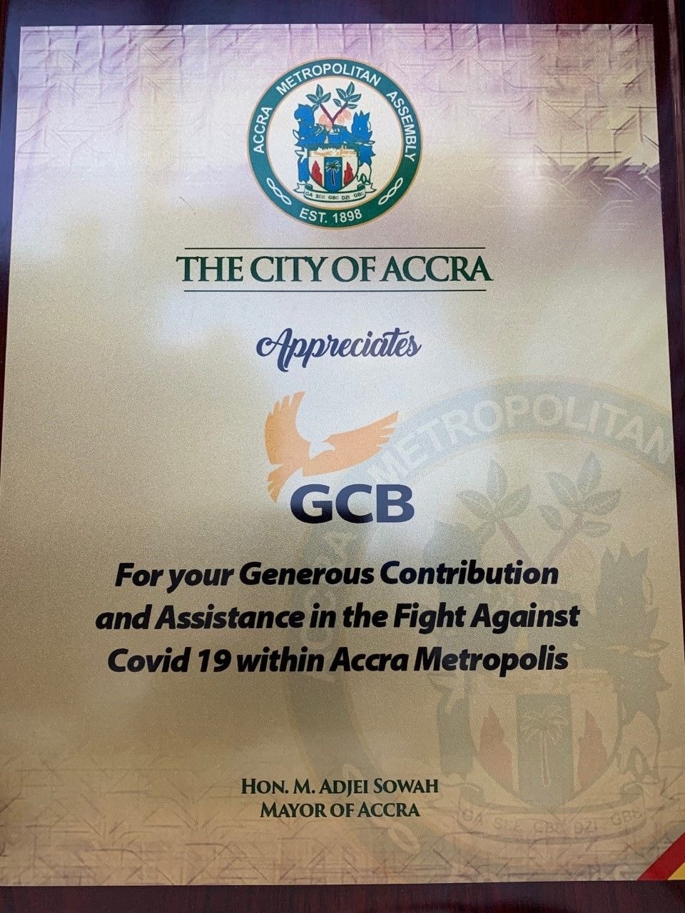 GCB Bank rewarded by AMA for role in COVID-19 fight