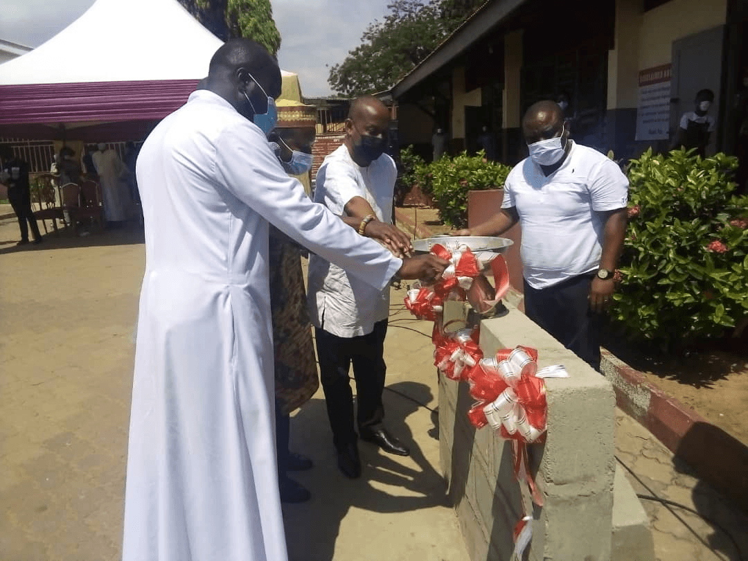 Christ the King School cut sod for the construction of classroom project