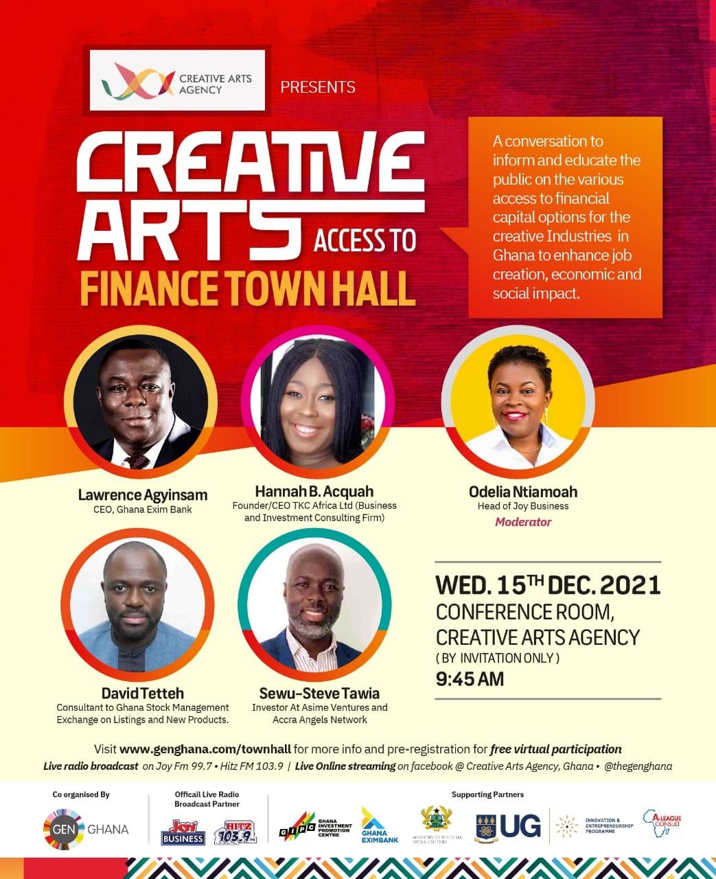 Creative Arts access to finance town hall slated for December 15, 2021