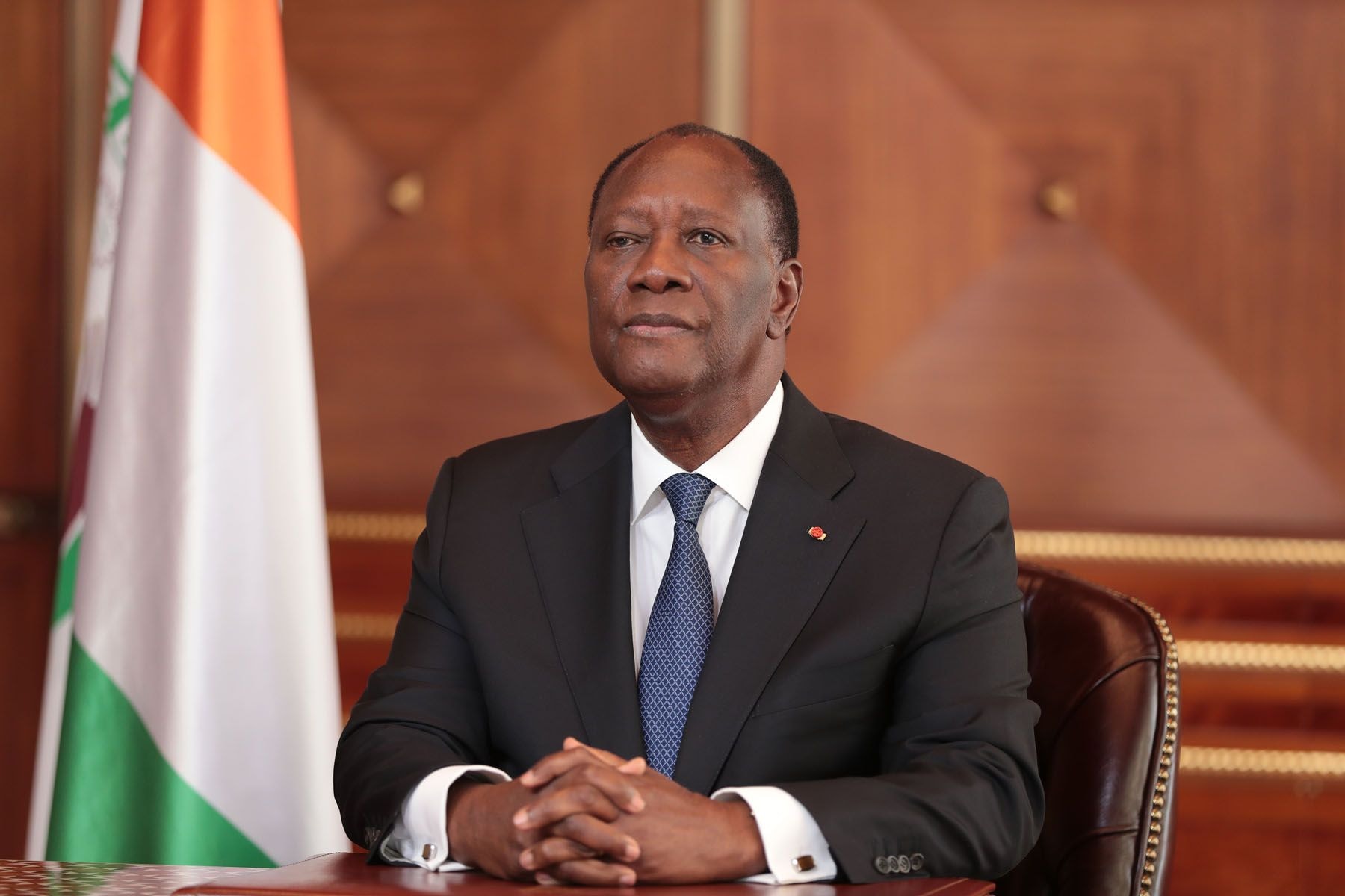 The President of Cote d’Ivoire Alassane Ouattara meets Eni's CEO Claudio Descalzi