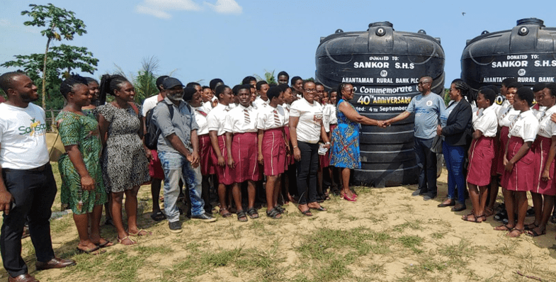 Ahantaman Rural Bank PLC donates water tanks to Sankor SHS