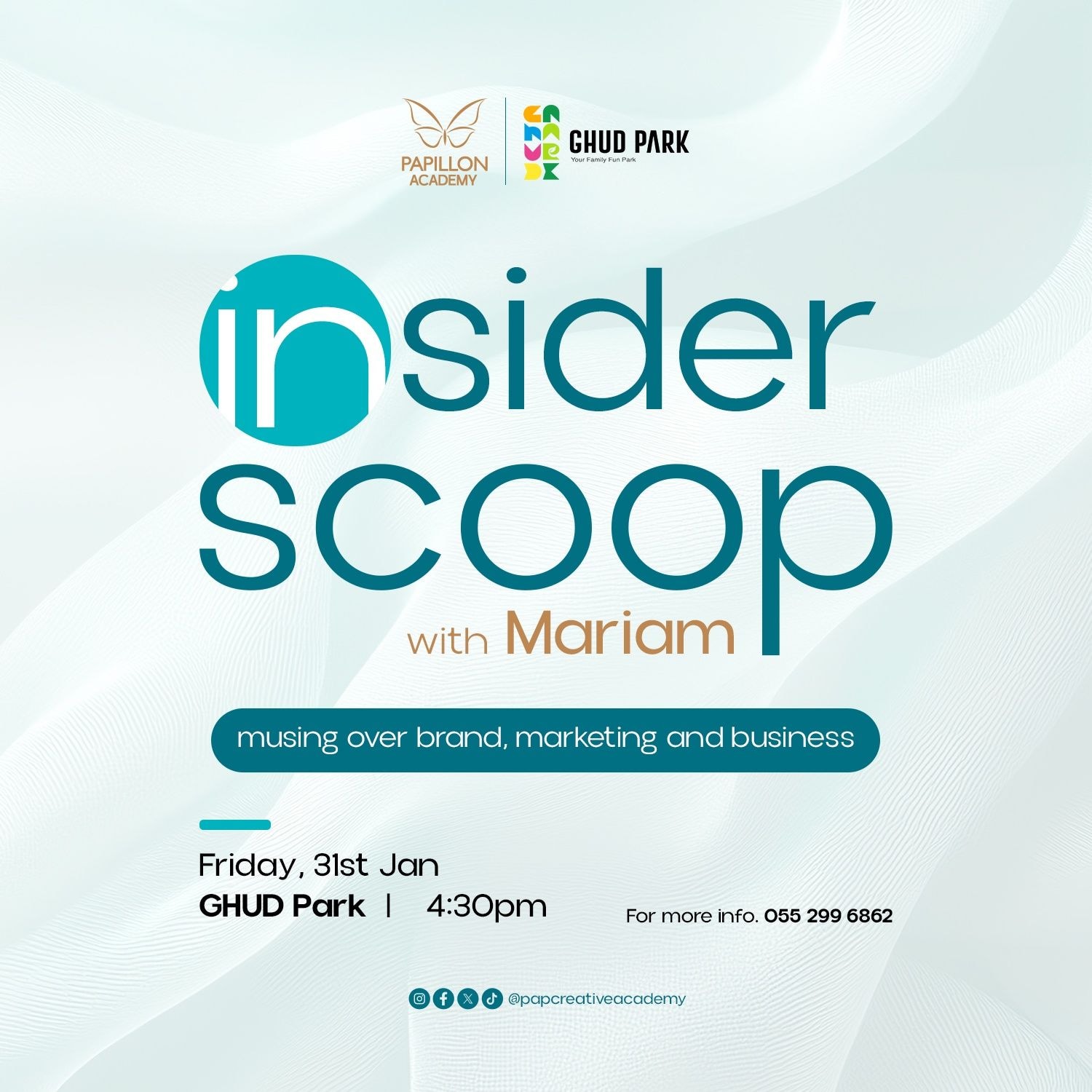 Papillon Creative Academy presents "Insider Scoop with Mariam": A Fireside Chat on Branding, Marketing, and Business Growth