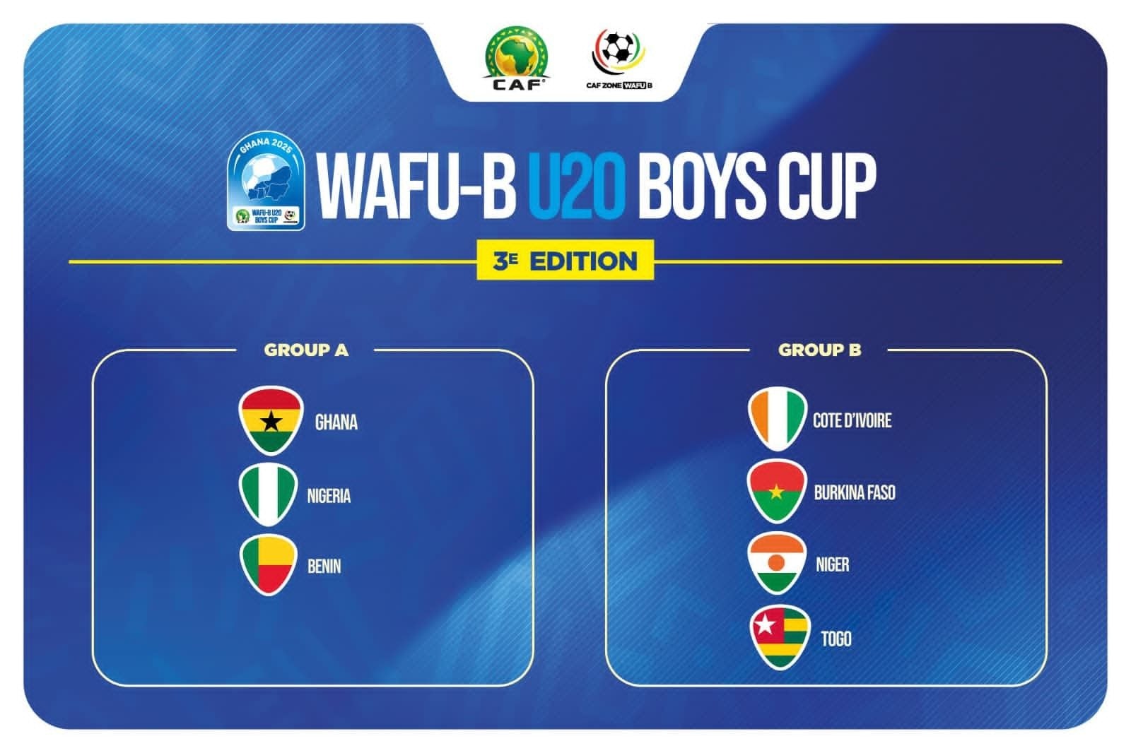 U-20 to face Nigeria and Benin in WAFU B ‘Cup of Nations’