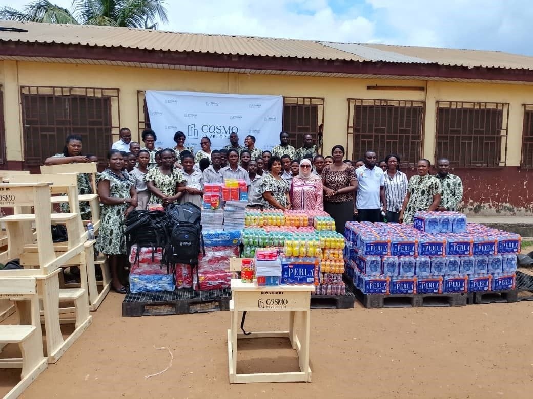 Be disciplined and focused- Cosmo Developers' CEO tells Manhean T.M.A. 1 JHS pupils during donation