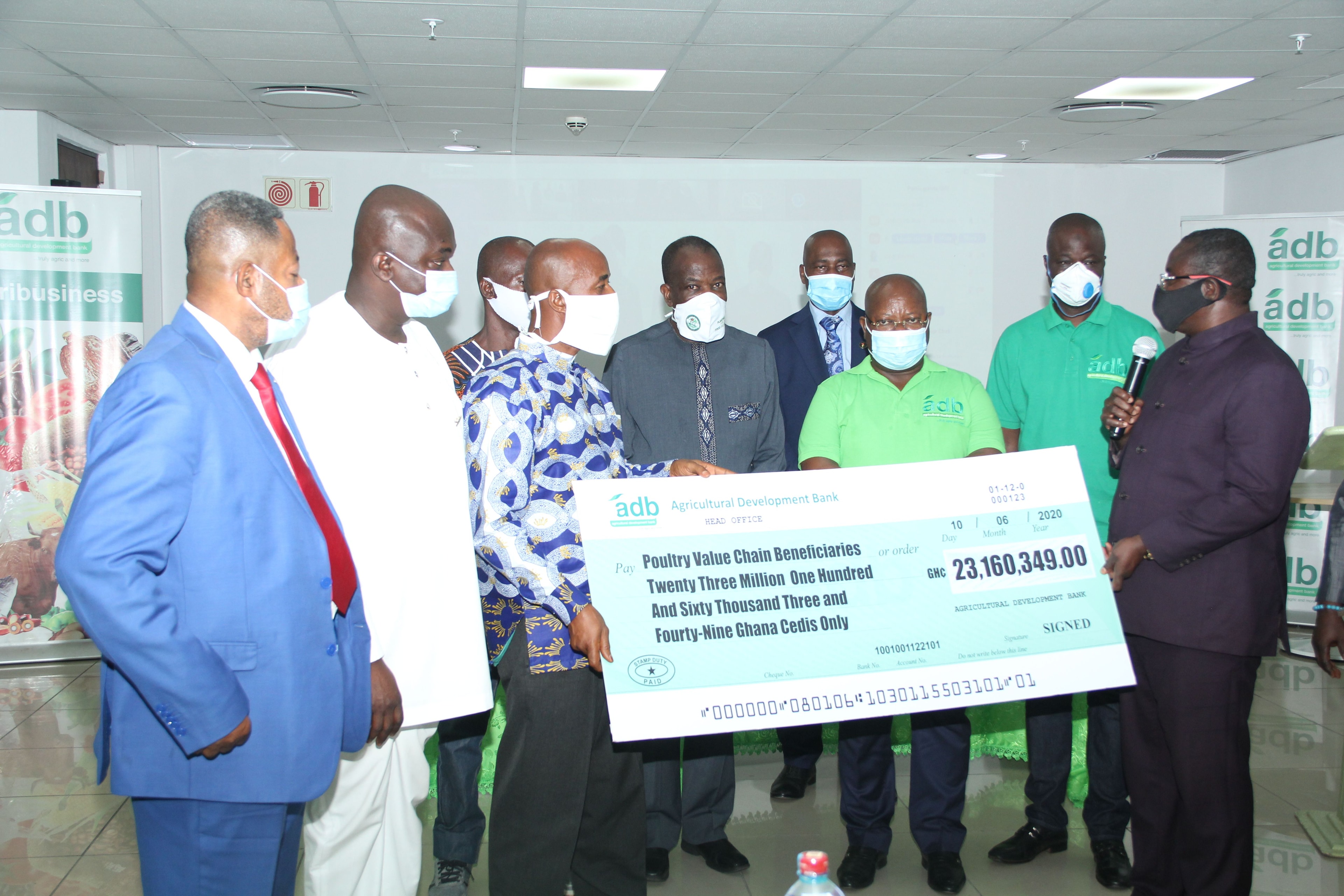 ADB to make economy self-sufficient in poultry by 2022  … presents GH¢23.2m to six poultry value chain players to boost production