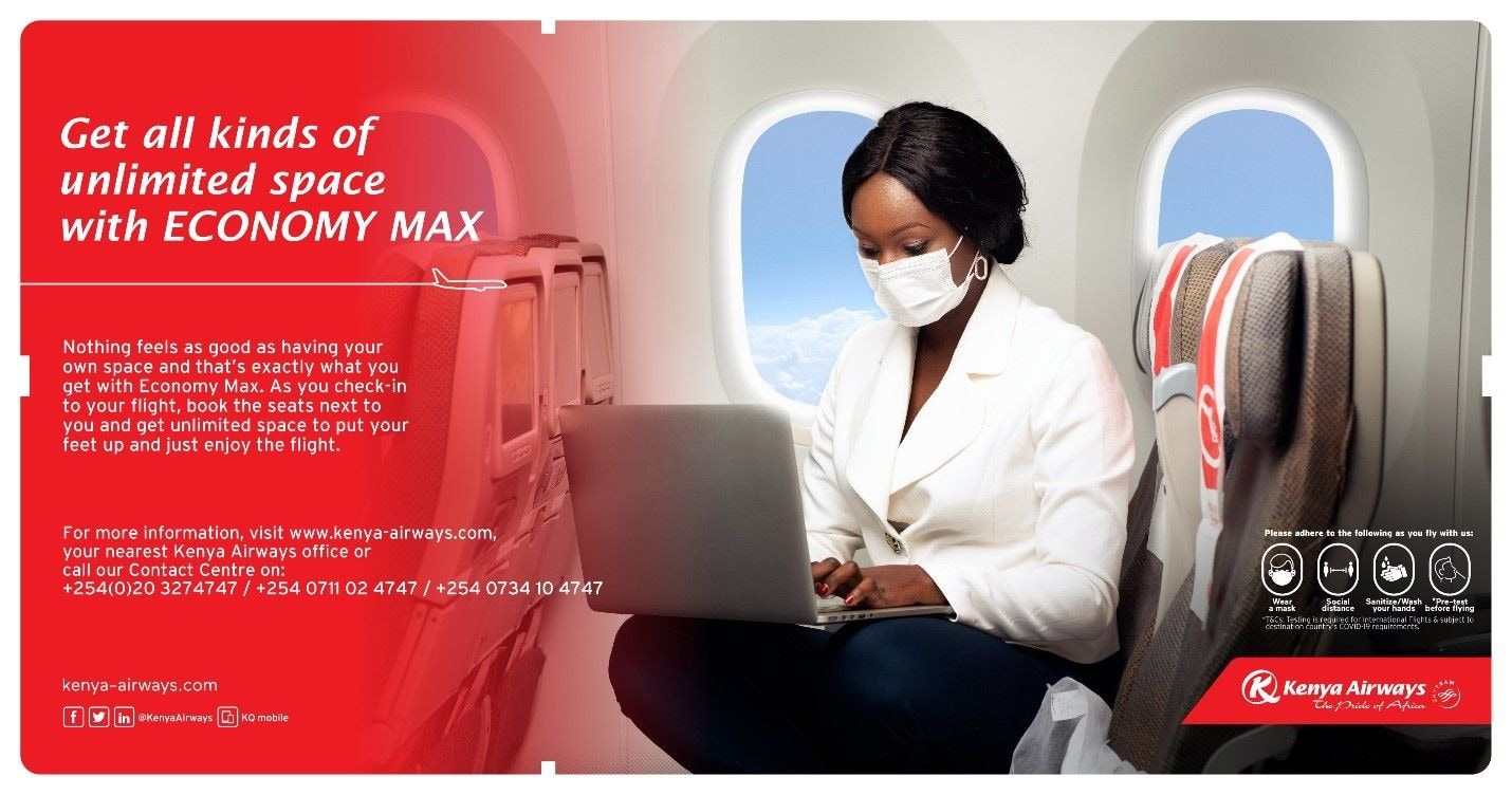 Kenya Airways launches Economy Max seat-blocker to address in-flight additional personal space