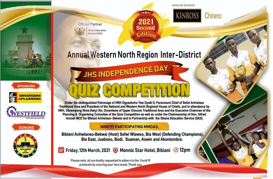 Bibiani hosts Western North Region Inter-District JHS Quiz Competition today
