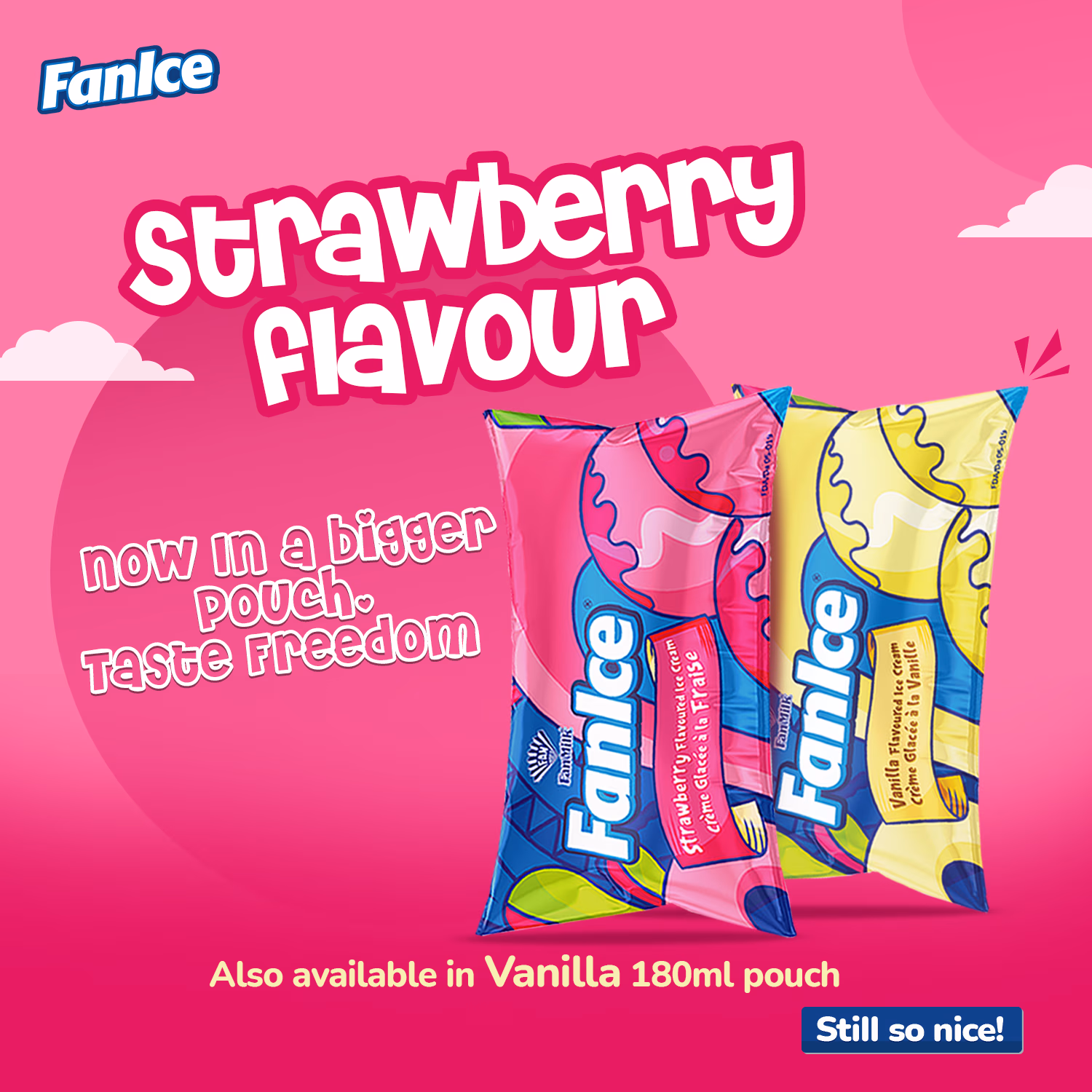 Fanmilk launches FanIce strawberry in a bigger pouch size