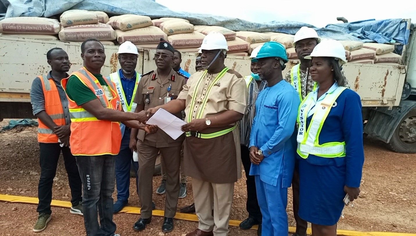 Corporate GPHA donated 2000 bags of cement toward the rebuilding of Apiatse