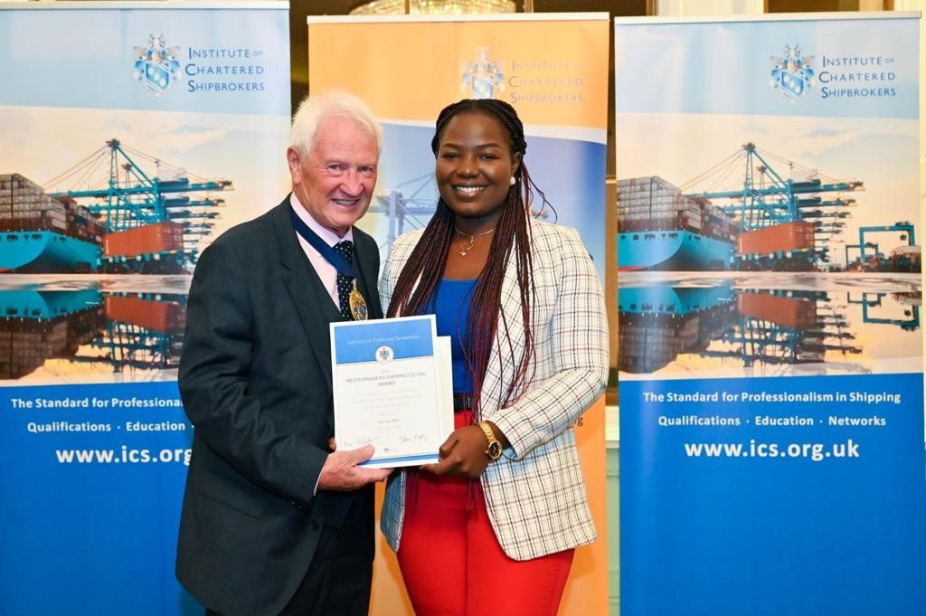 Hannah Affel receives award from Institute of Chartered Shipbrokers-UK