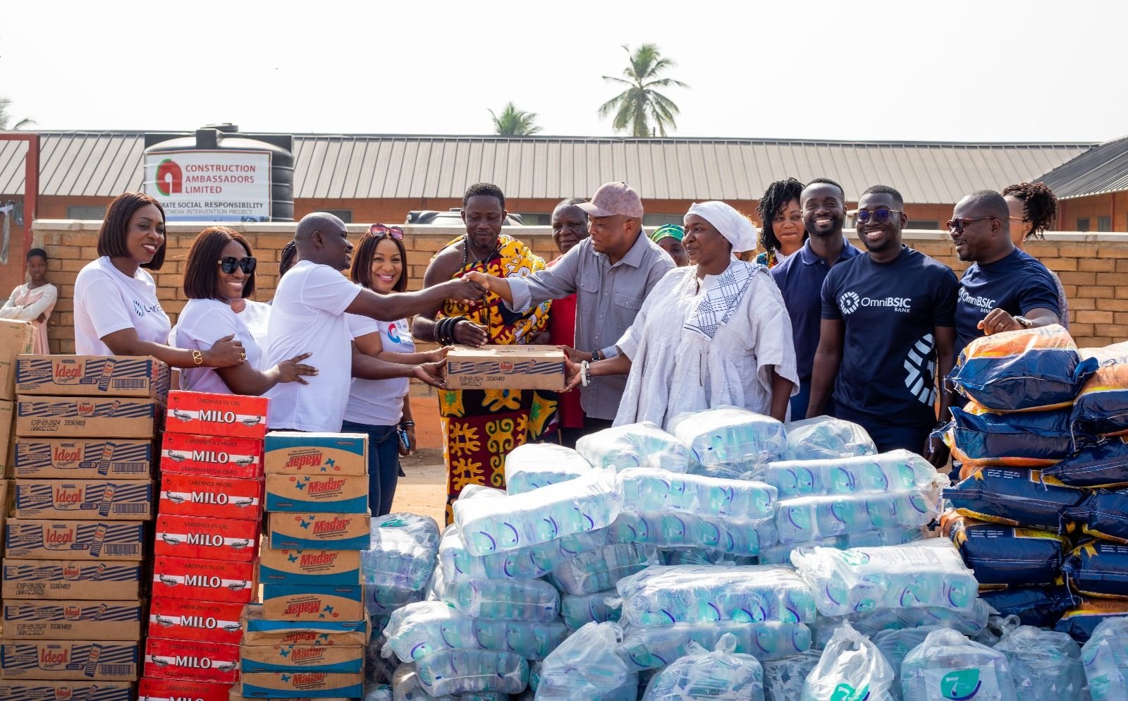 Omnibsic Bank staff show love to flood victims at the Aveyime-Battor Resettlement Centre