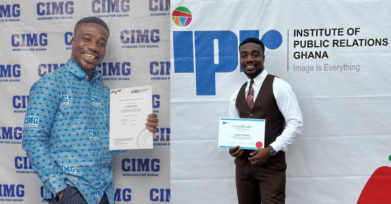 Edward Asare inducted into IPR Ghana and CIMG as Associate Member