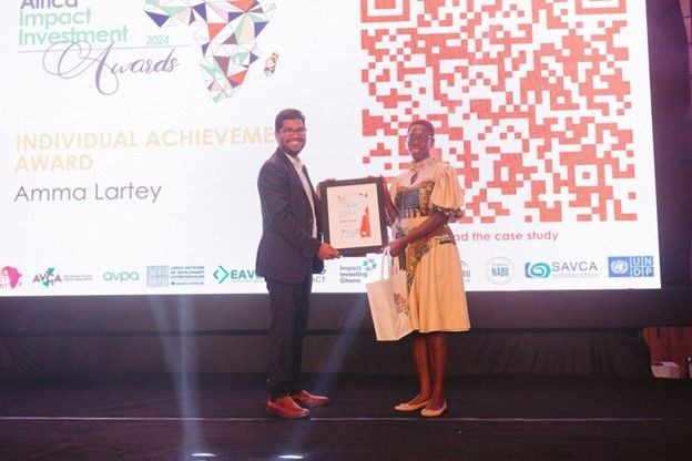 Amma Lartey honored with 2024 Krutham Award for outstanding contribution to Africa’s impact investment ecosystem