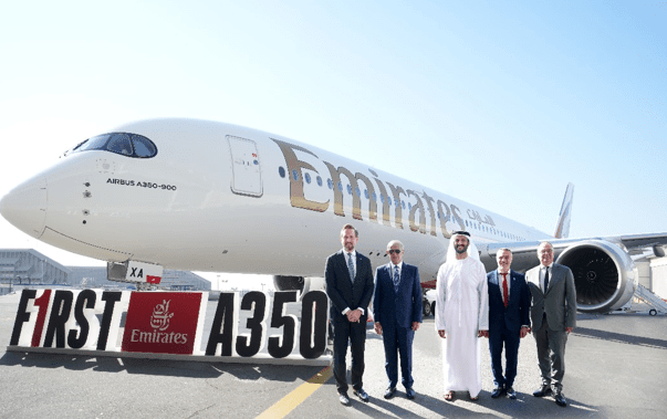Emirates unveils its first A350 aircraft