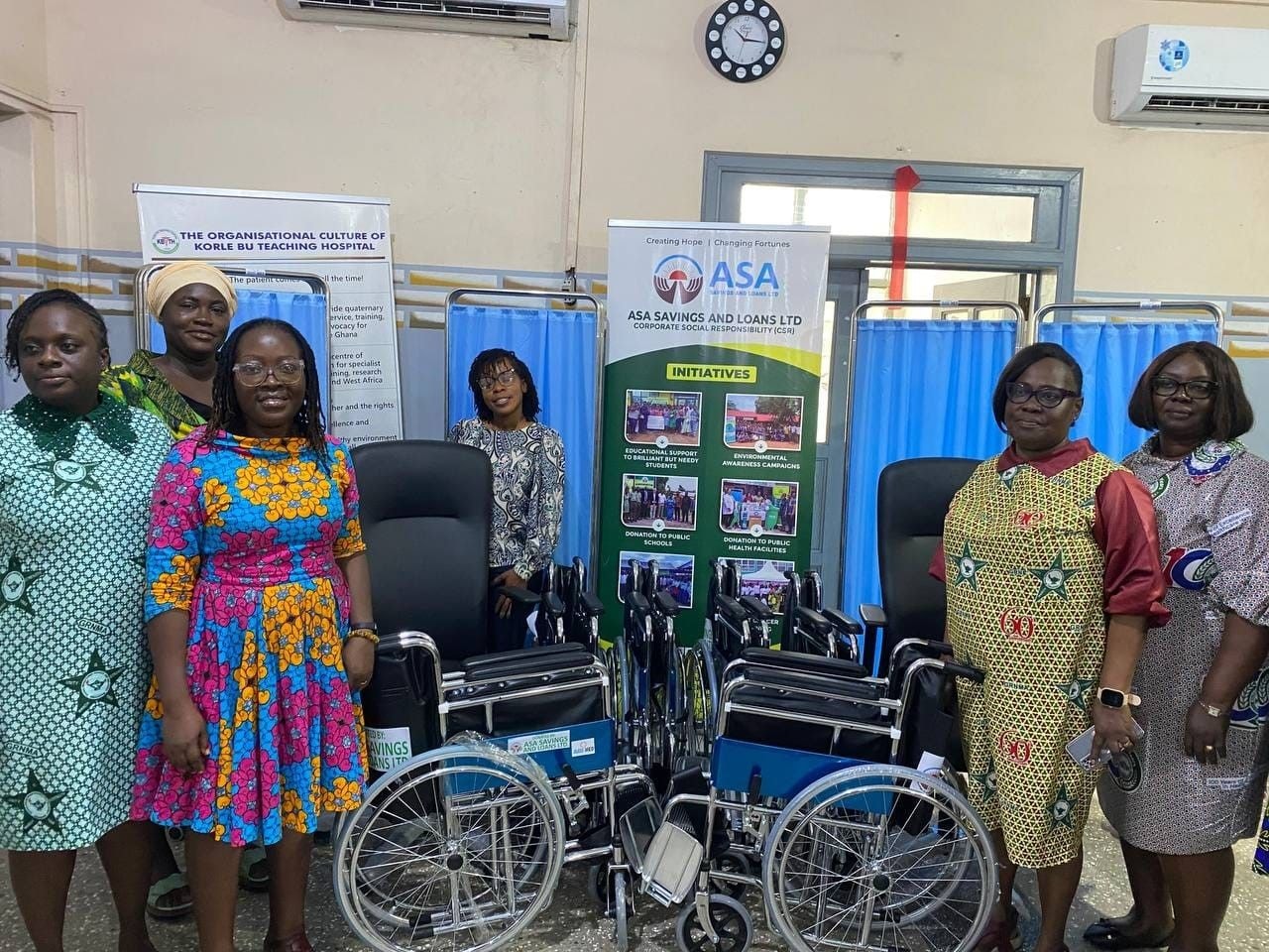 ASA Savings and Loans supports Korle Bu with wheelchairs and medical equipment