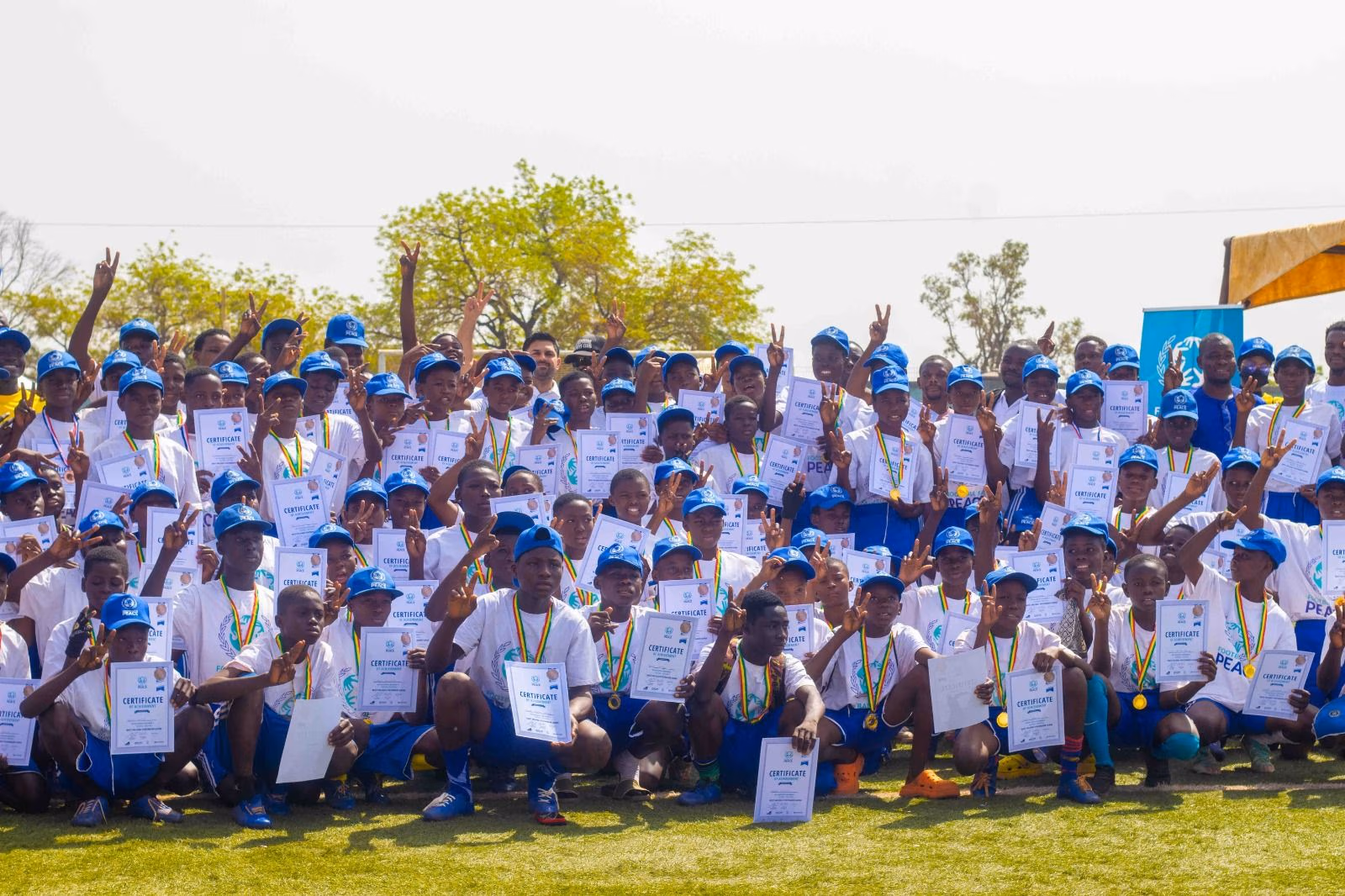 100 young peacebuilders complete Football for Peace training in North East Region