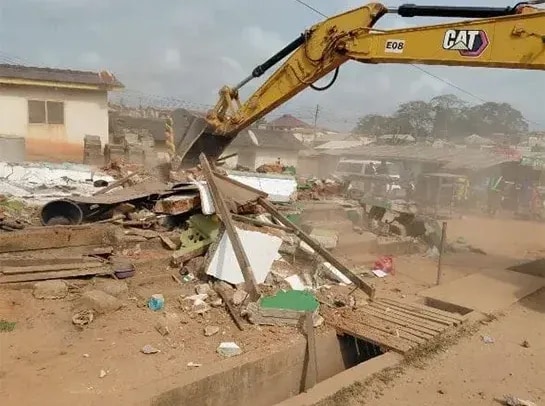 Mass demolition begins along Takoradi–Cape Coast Highway