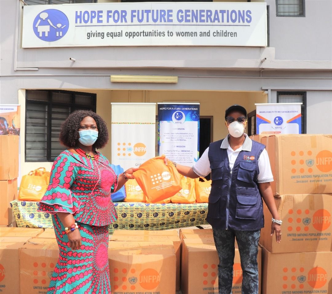UNFPA Ghana presents hygiene kits and food packs to Hope for Future Generations
