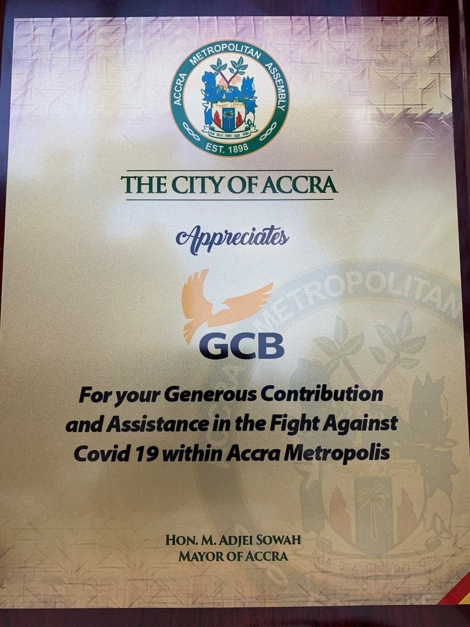 GCB Bank rewarded by AMA for role in COVID-19 fight