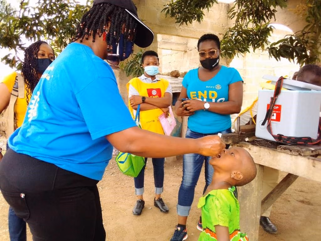 The Rotary Club of Winneba joins GHS to immunize children against Polio