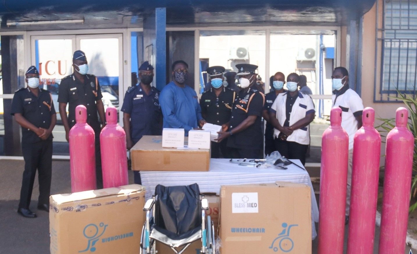 QNET donates oxygen cylinders, medical regulators, wheelchairs to Police, Komfo Anokye Hospitals