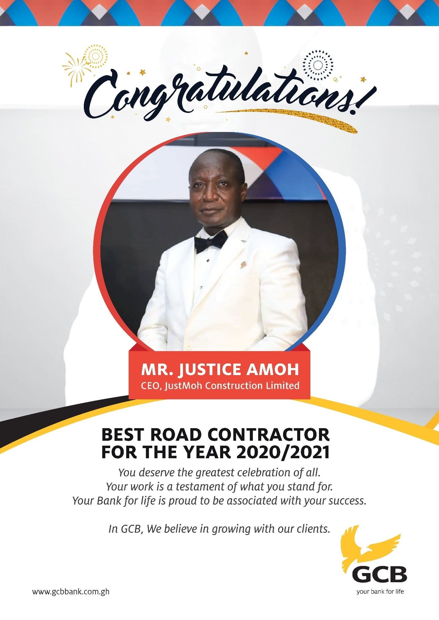 GCB commends Justmoh Construction on performance