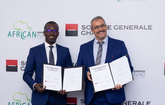 On the left, Mr. Bendjin KPEGLO-MD of African Guarantee Fund; on the right, Mr. Hakim OUZZANI, MD-Societe Generale Ghana African Guarantee Fund