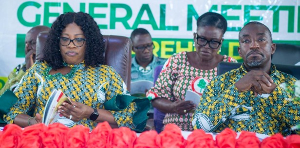 Mrs. Constance Phyllis Puttick, Board Chairperson, flanked by Yaw Berhene Bonsu Esq., Company Secretary, during the meeting.