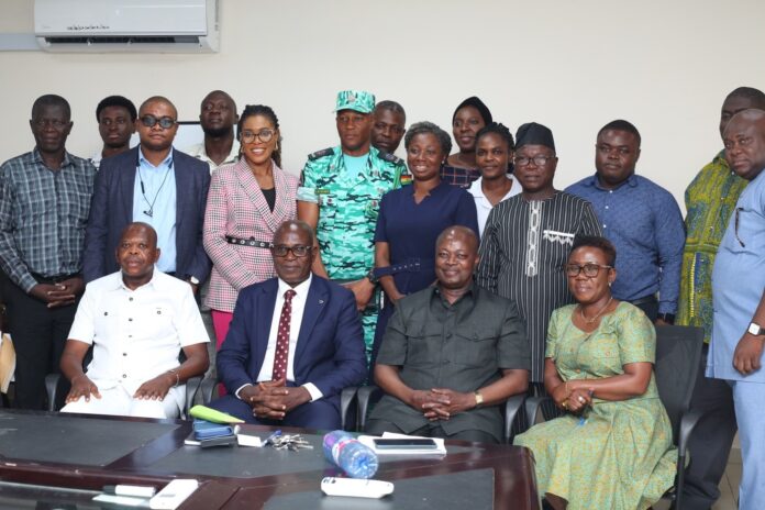Technical Adviser, Alhaji Saani Adams (Left), CEO of Ghana Ambulance Service, Prof. Ahmed N. Zakariah (middle) and Acting Commissioner, John M.K. Wumborti (Right)