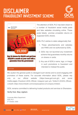 GOIL cautions public against online investment scams